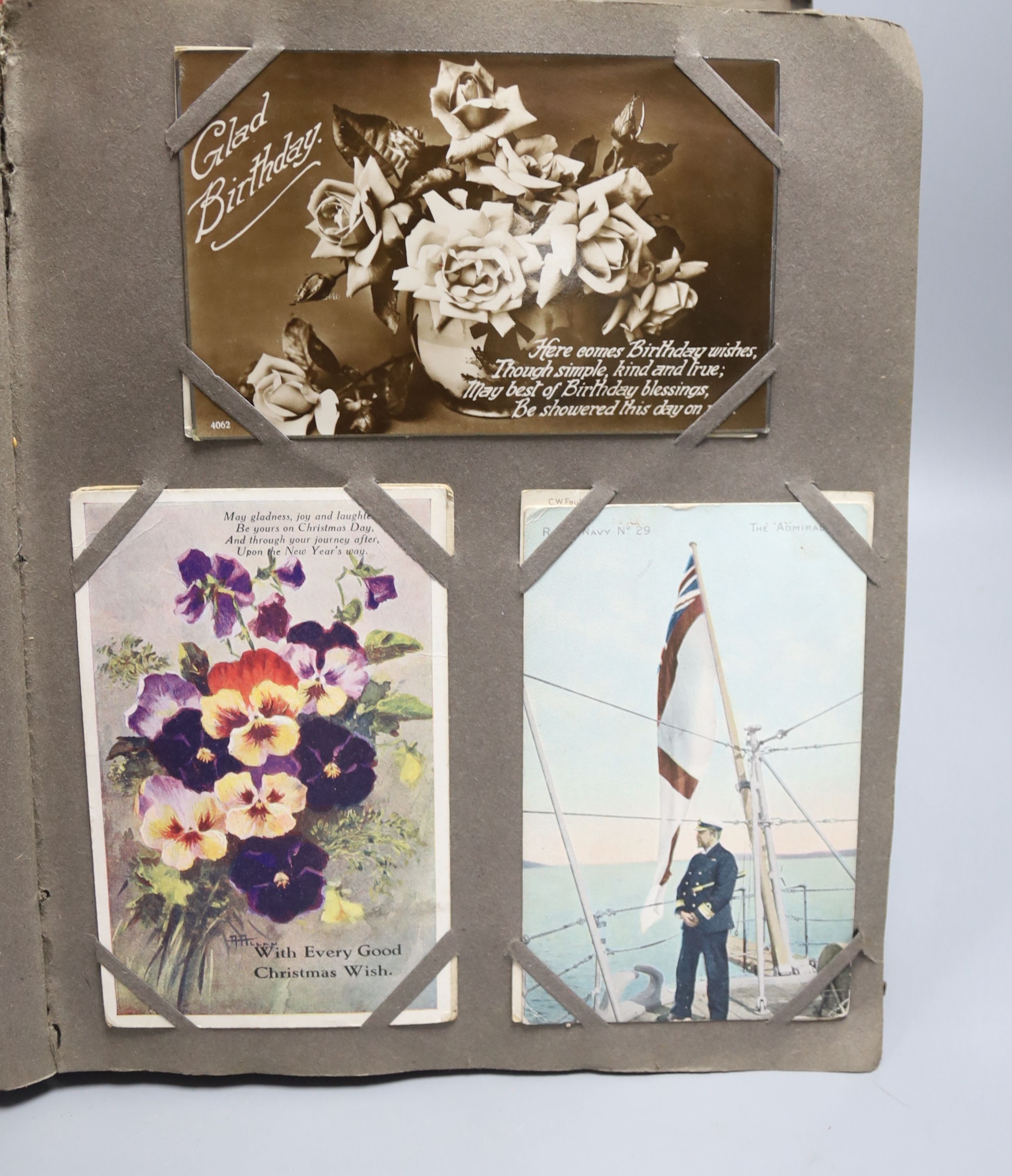 Two albums of Edwardian and later postcards, including Sussex, Kent, Surrey and seaside resort views